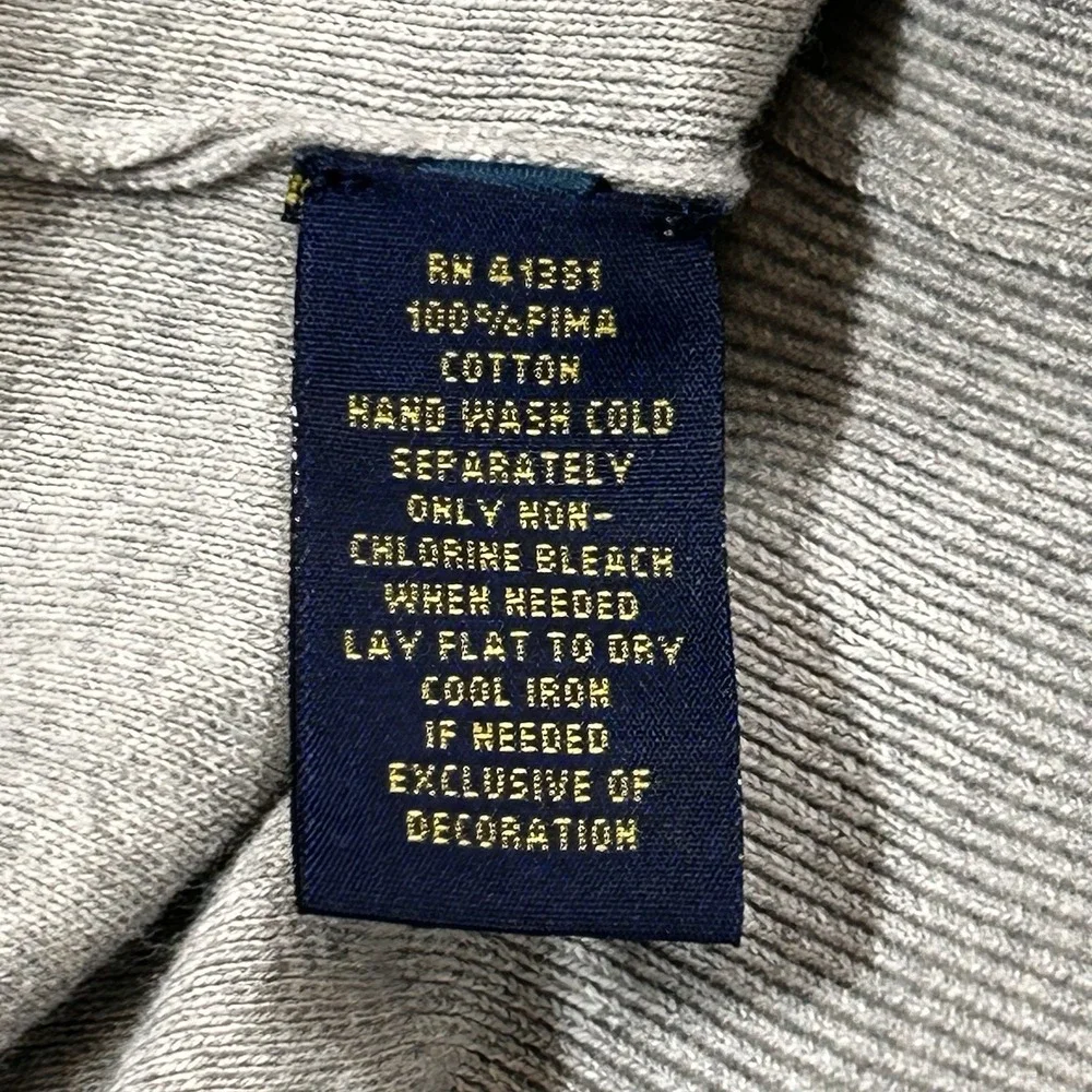 Polo Ralph Lauren V Neck Sweater Mens XL Pima Cotton‎ Gray Pony